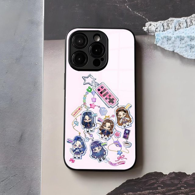 Mart118 KPOP I-ILLIT Handyhülle mit schwarzer Glasabdeckung für iPhone 17 Air 16 Pro Max 15 14 13 Mini 12 Pro 11 Max Plus - Bild 1