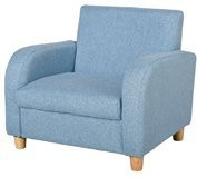 HOMCOM Kindersessel aus Massivholz und Leinen mit Schaumstoffpolsterung in Blau, B/T/H: 49 x 45 x 44,5 cm - Bild 1