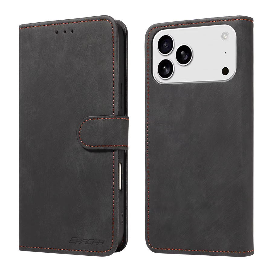 EAACAA TPU-Leder-Handyhülle für iPhone mit Kartensteckplatz, Ständer und Brieftaschenfunktion, stoßfest, Farben: Pink und Schwarz - Bild 2
