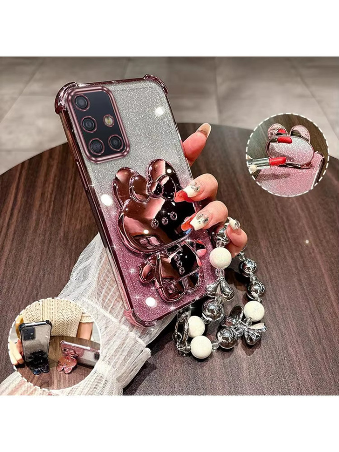 Samsung Handyhülle mit Lanyard für A71 A55 A53 A35 A26 A24 A22 A15 A13 A12 A04 A03 A02 in Silber und Pink - Bild 3