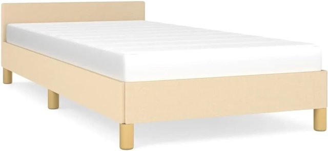 vidaXL Bettgestell mit Kopfteil in Beige aus Stoff, B/T/H: 100 x 200 x 103 cm - Bild 1