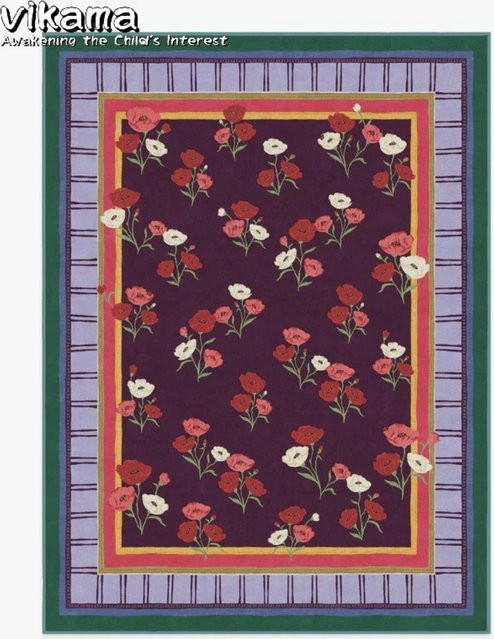 VIKAMA Teppich aus Kaschmirimitat mit Blumenmuster in Multicolour, rechteckig und langlebig für dein Wohnzimmer oder Schlafzimmer - Bild 1