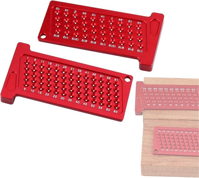 FNICEL T-Quadrat Winkelmesser für Holzbearbeitung in Rot mit metrischer und imperialer Skala zur Markierung und Zeichnung - Bild 1