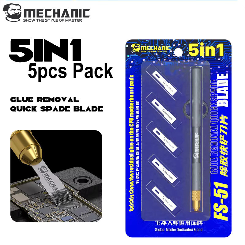 MECHANIC FS-51 Professionelles Schaufelmesserset aus Edelstahl in Silber zum Entfernen von Leiterplattenkleber und zur IC-CPU-Entschleimung - Bild 5