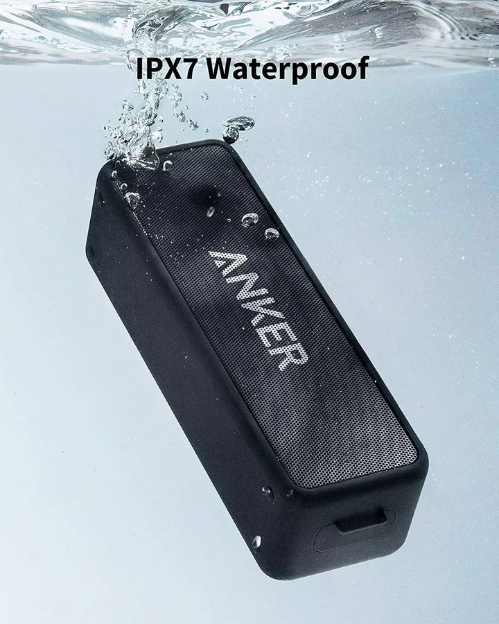 Anker SoundCore 2 Bluetooth Lautsprecher in Schwarz, Refurbished, mit IPX7 Wasserschutz und 24h Akkulaufzeit - Bild 4