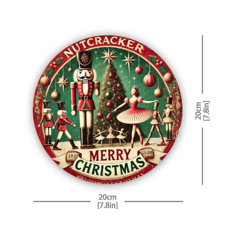 Potdemiel Weihnachts-Wandschild aus Metall mit Nussknacker-Motiv, rund, Multicolor, Durchmesser: 20,3 cm - Bild 2
