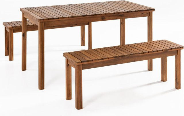 3tlg. Gartensitzgruppe Brian von Prestige Home aus Akazienholz in Braun/Gold, B/T/H: 240 x 180 x 85 cm - Bild 1
