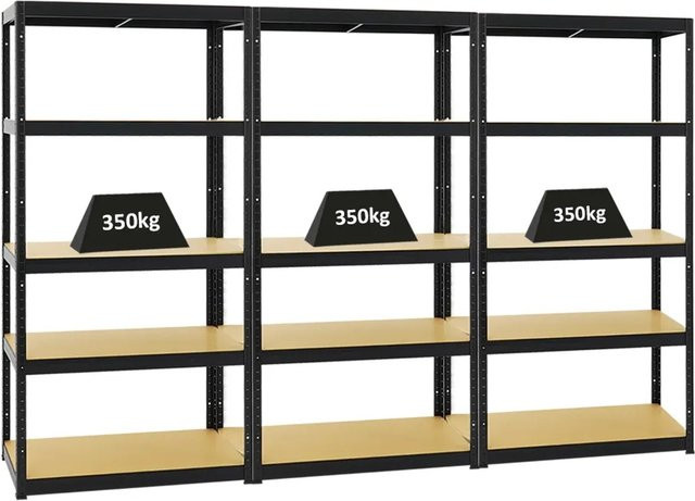 PROREGAL Schwerlastregal Slim Elephant Schwarz, 5 Ebenen, H x B x T: 180 x 90 x 45 cm - Bild 1