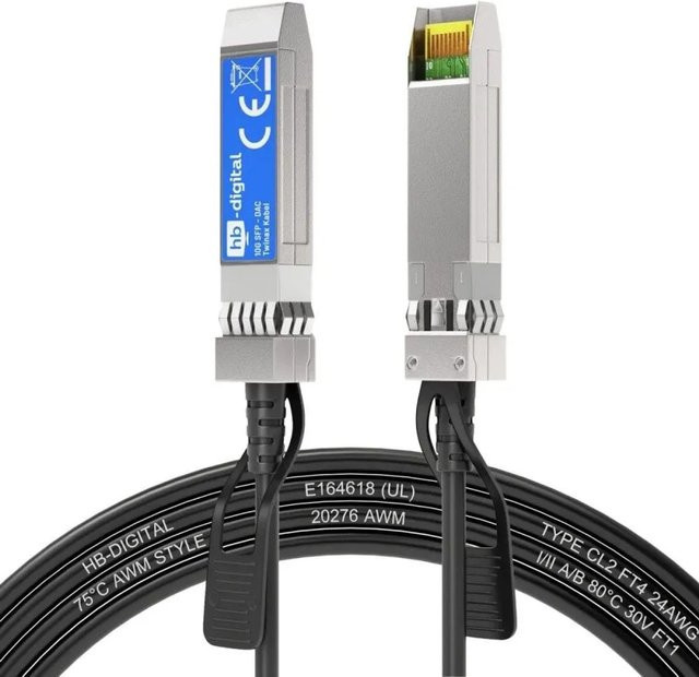 hb-digital DAC Kabel 7m SFP+ Direct Attach 10G Passives Twinax Kupferkabel Schwarz - Bild 1