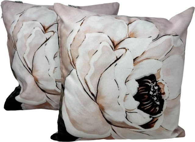 Jet-Line Outdoor Dekokissen 2er Set Floral Rose Creme Bunt B/B/H: 40 x 40 x 40 cm - Bild 1
