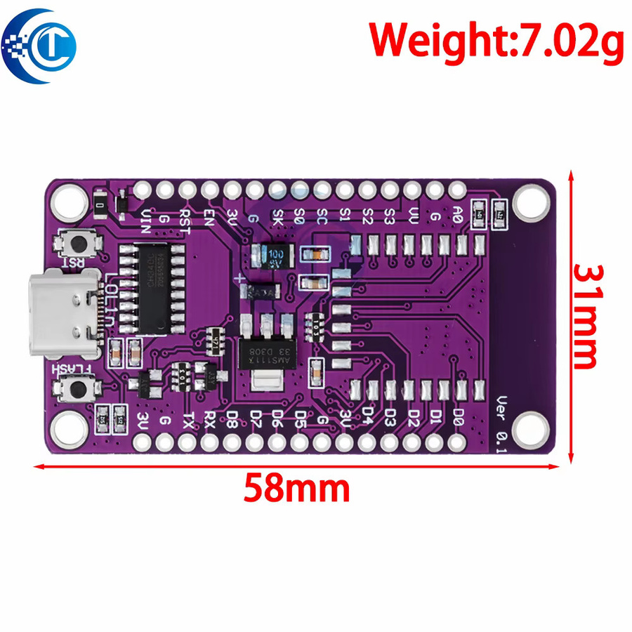 EGBO NodeMCU Lua WiFi V3 ESP8266 Entwicklungsboard mit USB-C und CH340 in Lila - Bild 2