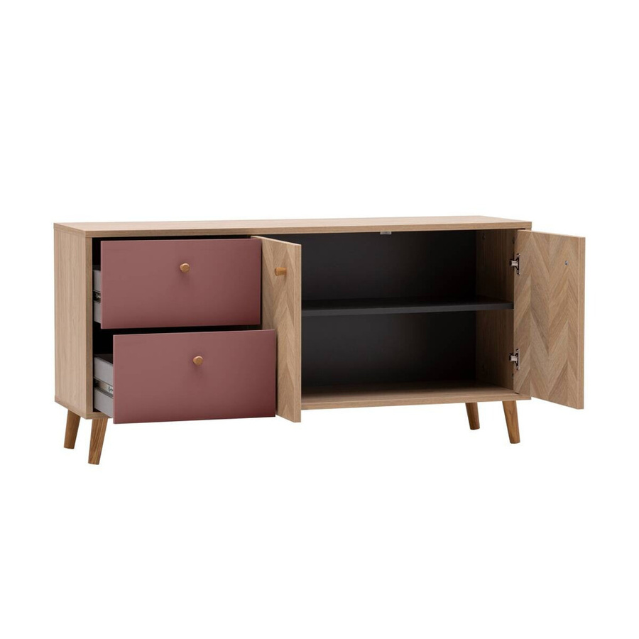 Schildmeyer Lowboard Visby Eiche Mauve Fischgräten Design B/H/T: 109 x 44,1 x 33,05 cm - Bild 3