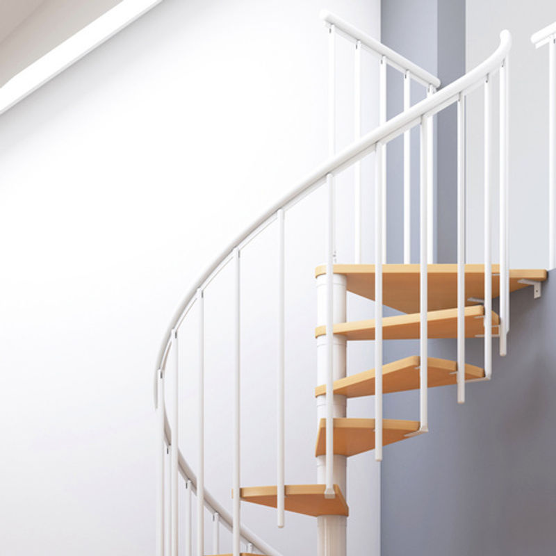 Dolle Spindeltreppe Montreal in Weiß mit Buchenfurnier, Durchmesser: 140 cm, bis 282 cm Raumhöhe - Bild 2