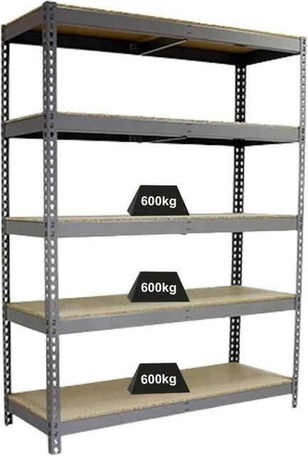 PROREGAL Schwerlastregal Wood Beast Five in Grau mit 5 Ebenen, H x B x T: 200 x 150 x 90 cm - Bild 1