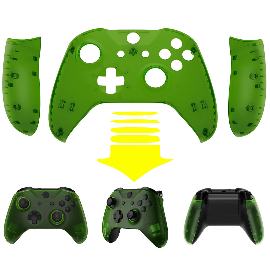eXtremeRate Frontgehäuse Frontplate Fix Kits für Xbox One X & One S Controller Modell 1708 Clear Series Transparent Grün - Bild 2