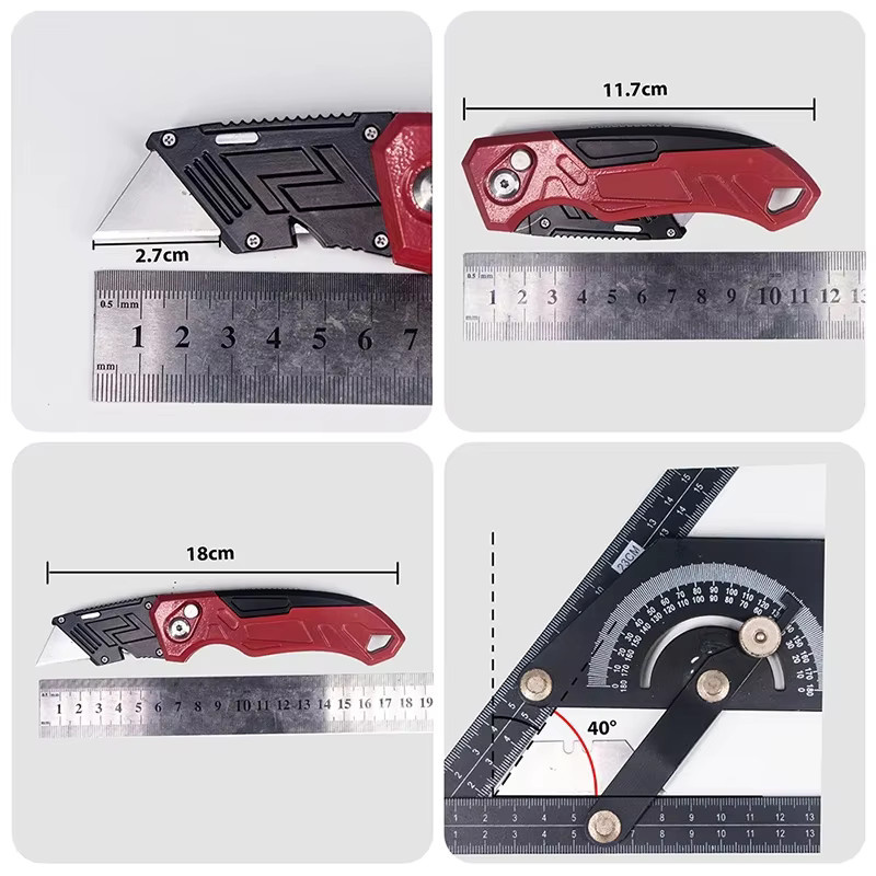 Faltbares Universalmesser in Rot mit austauschbarer 18mm Snap-Off Klinge für Kabel und Kartons - Bild 3