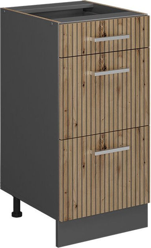 Küchenunterschrank R-Line von Vicco in Eiche Natur mit Schubladen, Breite: 40 cm, Höhe: 81,6 cm, Tiefe: 46 cm - Bild 1
