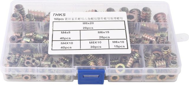 TOMTOP JMS Hex-Gewindeeinsatz-Mutter Set aus verzinktem Stahl in Silber, 165 Stück - Bild 1