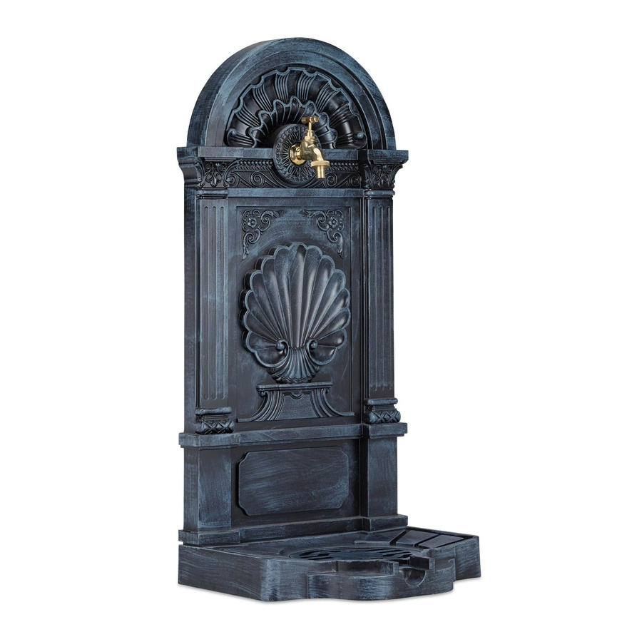 Relaxdays Standbrunnen aus Aluminium in Antik-Optik, Dunkelgrau und Gold, Höhe: 83 cm, Breite: 39 cm, Tiefe: 33 cm - Bild 2
