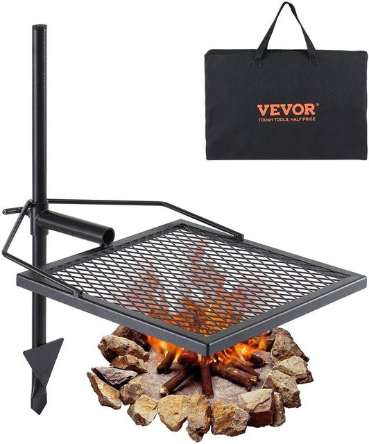 Schwenkbarer Lagerfeuergrill aus Stahl von Buying Solutions, MB in Schwarz mit verstellbarem Kochrost für Holzkohle - Bild 1