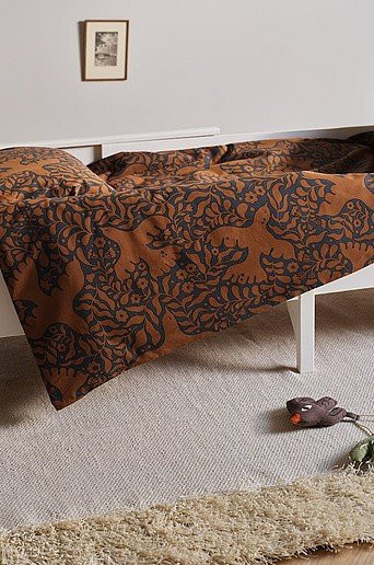 BIRDSONG Bettbezug-Set für die Krippe aus Baumwolle mit floralem Naturdesign in Braun, B/T/H: 144 x 100 x 130 cm - Bild 1