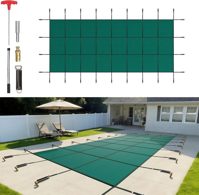 Buying Solutions, MB Pool-Sicherheitsabdeckung für Einbaupools, rechteckig, Grün - Bild 1