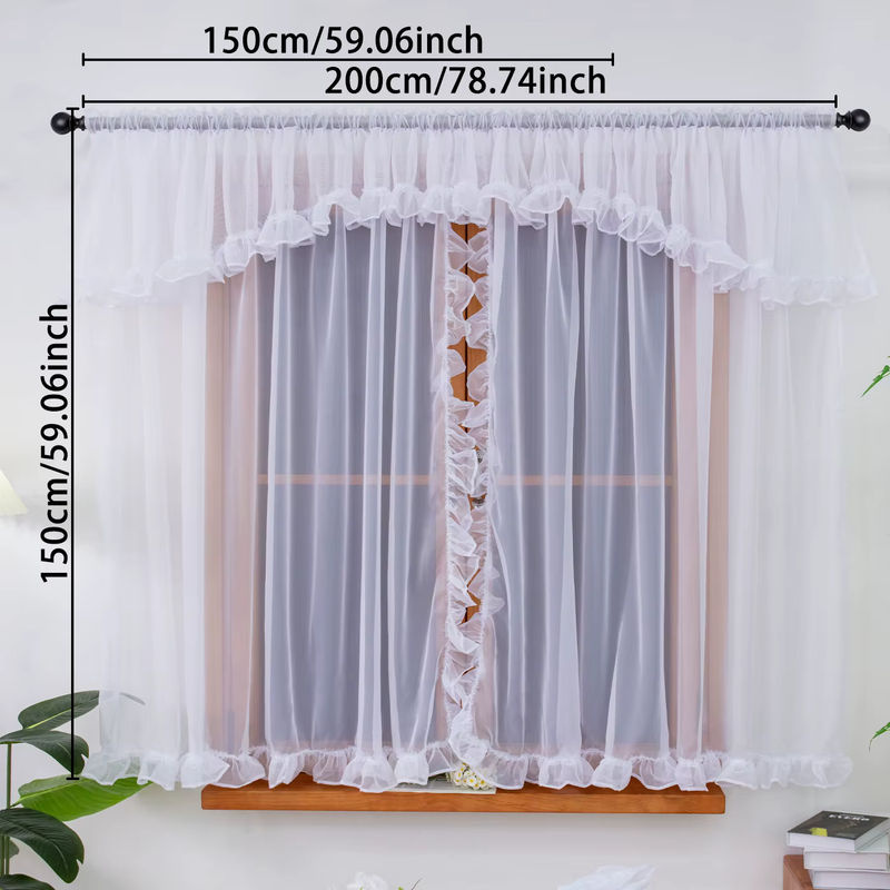 FLYINGCURTAINS Gardine mit Rüschensaum in Weiß, halbtransparenter Fenstervorhang mit Rod Pocket, Breite: 150 cm, Höhe: 150 cm - Bild 2