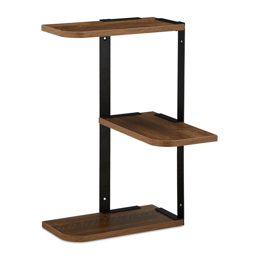 Relaxdays Eckregal im Industrial Design aus MDF und Metall, Wandmontage, Braun/Schwarz, B/T/H: 42,5 x 26,5 x 26,5 cm - Bild 2