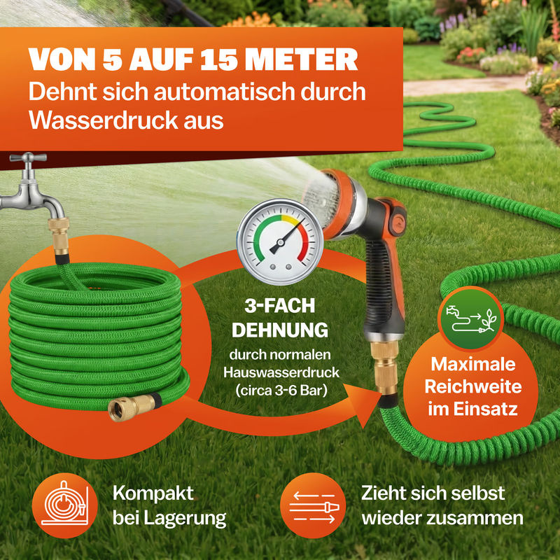Flexibler Gartenschlauch in Grün, 15 m Länge - Bild 3