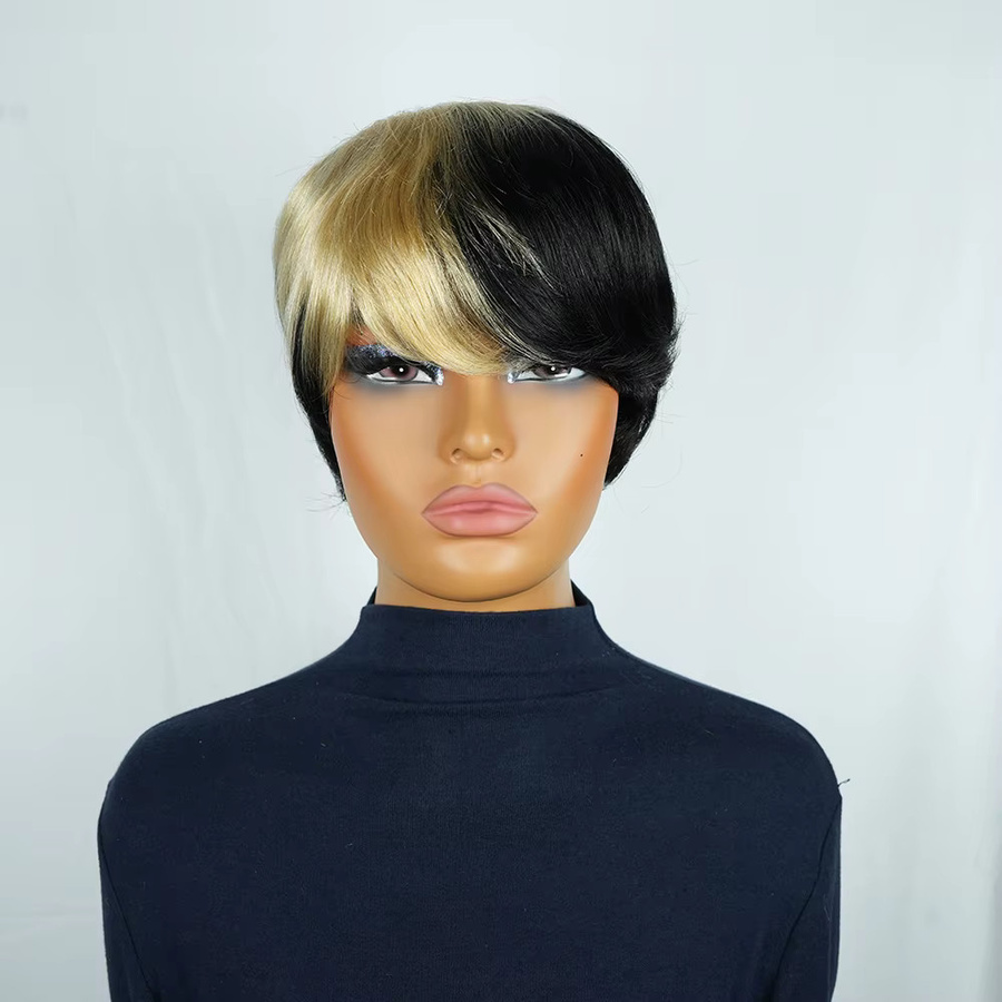 OYM HAIR Pixie-Schnitt-Perücke, Ombre Blonde, Echthaar, Damen - Bild 5
