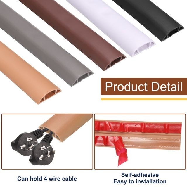 Uxcell Selbstklebende PVC-Bodenkabelabdeckung in Gelb für Stromkabel und Kabelkanäle - Bild 1