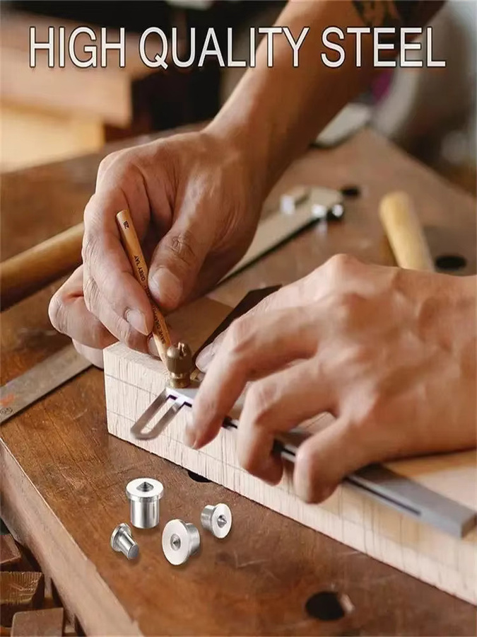 FATCOOL 8er Set Holzbearbeitungs-Positionierungswerkzeug mit runden Holz-Zapfen und silbernen Locatoren für DIY-Projekte - Bild 3