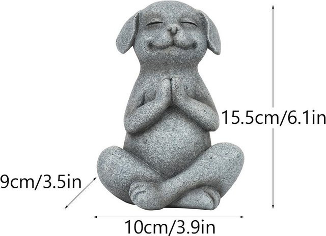 Yiran Furniture Meditierender Hund Buddha als Zen Statue für die Gartendekoration aus Kunstharz - Bild 1