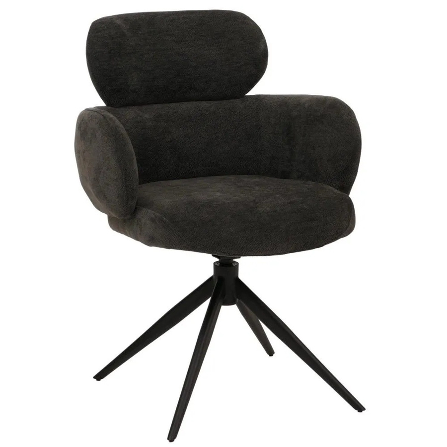 Drehbarer Esszimmerstuhl MCW-O77 in Anthrazit mit Auto-Return Funktion und Chenille Stoff nach Öko-Tex Standard - Bild 2