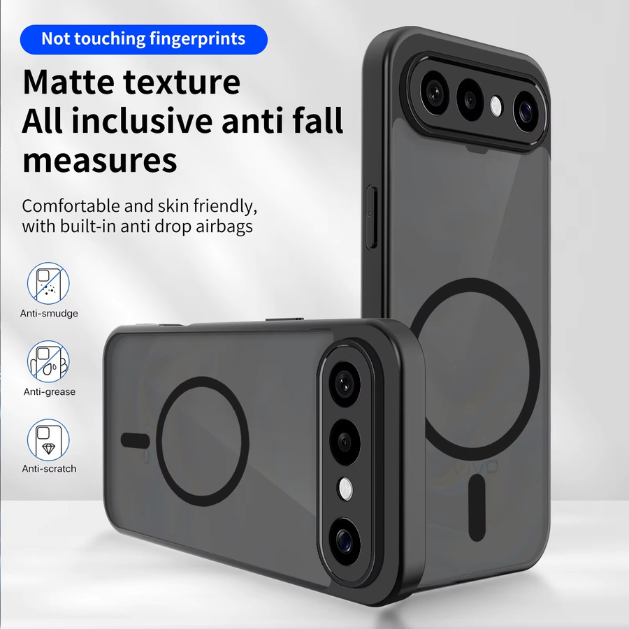 Vivo X300 FE X200 FE Super Frosted Shield Pro Magnetische Kunststoff-Hartschalen-Schutzhülle mit Airbag-Technologie in Schwarz - Bild 5