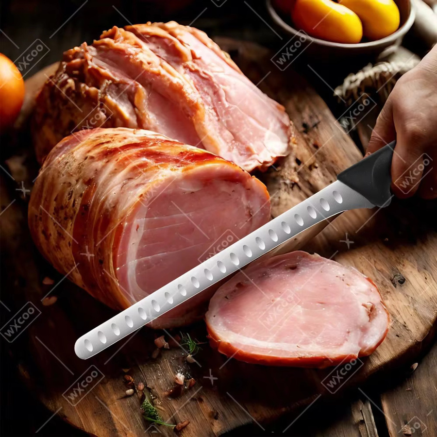 WXCOO Handgeschmiedetes Schinkenmesser aus Edelstahl in Silber als vielseitiges Schnitzmesser für Fleisch und Braten - Bild 1