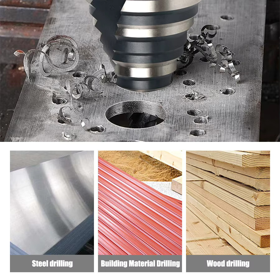 YONGRUIGONGJU Hochleistungs-Stufenbohrer mit Spiralnut in Silber für Edelstahl, Kupfer, Aluminium, Holz und Kunststoff - Bild 3