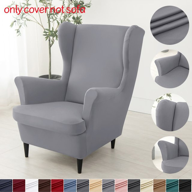 Yupartex Flügel-Stuhlbezug in Grau, elastischer und schmutzabweisender Sessel-Schonbezug für moderne Einzelsofas - Bild 1