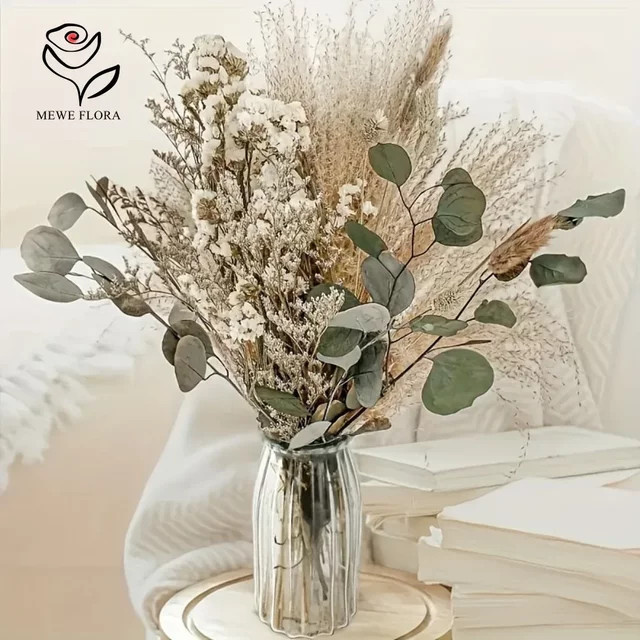 YN HI FLOWER Natürlicher Trockenblumenstrauß aus Pampasgras und Schilf in Beige für moderne Tischdekoration und Hochzeiten - Bild 1