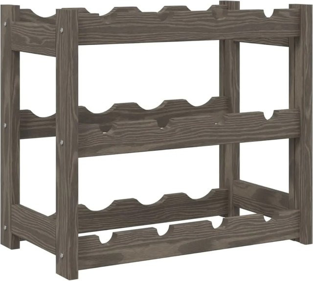 vidaXL Weinregal aus massivem Kiefernholz in Grau für 12 Flaschen mit rustikaler Optik, B/T/H: 38 x 25 x 25 cm - Bild 1