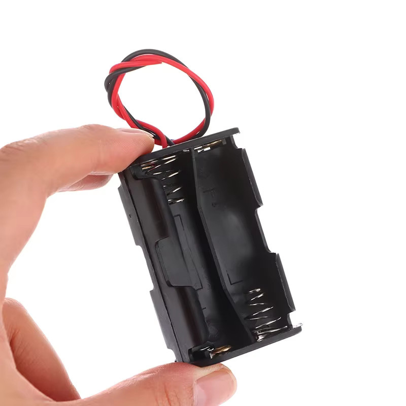 Schwarzer AA-Batteriehalter 6 V für 4 Batterien aus Kunststoff mit Kabel und doppellagiger Aufbewahrungsbox - Bild 3