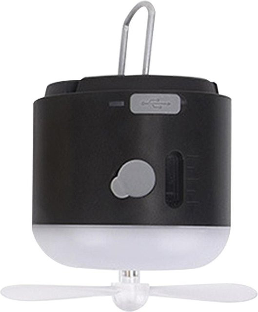 Tragbarer Camping-Ventilator von Yiran Furniture mit Licht und Powerbank Funktion in Schwarz - Bild 1