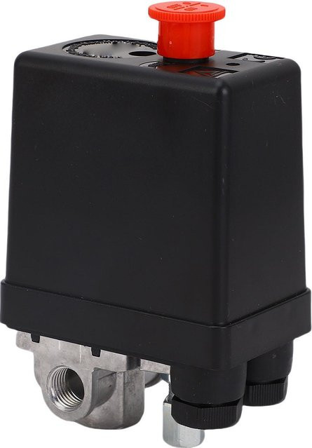 Igeteck Luftkompressor Druckschalter aus Edelstahl und Kunststoff in Schwarz mit präziser automatischer Steuerung, vertikaler 4-Wege-Schalter, AC240V - Bild 1