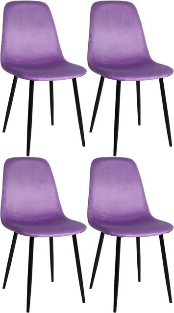DELUKE Esszimmerstühle MOVI 4er Set aus Samt und Metall in Lila, Höhe: 88 cm, Breite: 44 cm, Tiefe: 51 cm - Bild 1