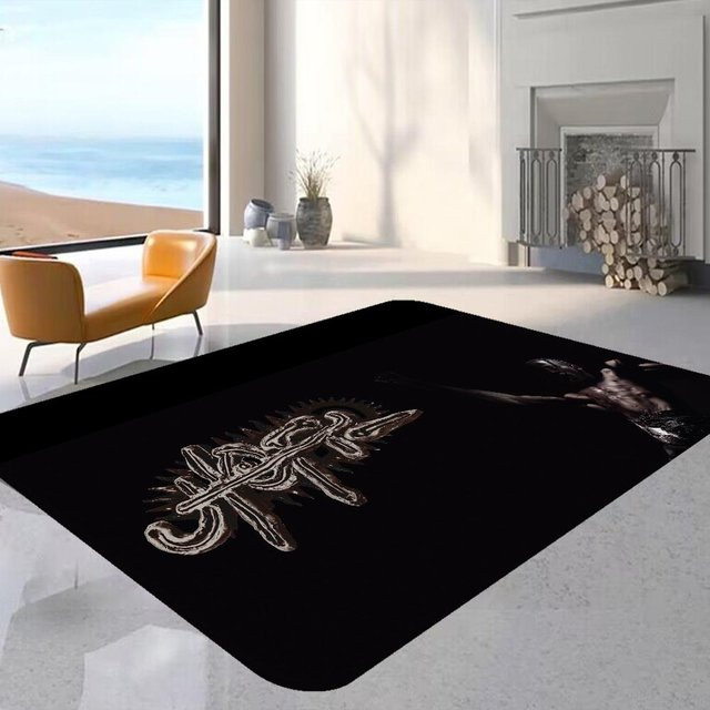 Rutschfeste Fußmatte Karpetti J-Jack T-Travis Rapper Design in Grau und Schwarz, B/T: 60 x 40 cm - Bild 1