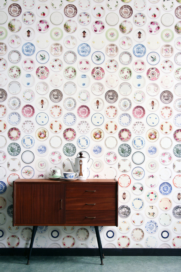 Studio Ditte Tapete Porcelain Colorful in Multicolour mit geometrischem Vintage-Design, Vlies-Tapete, matt - Bild 1