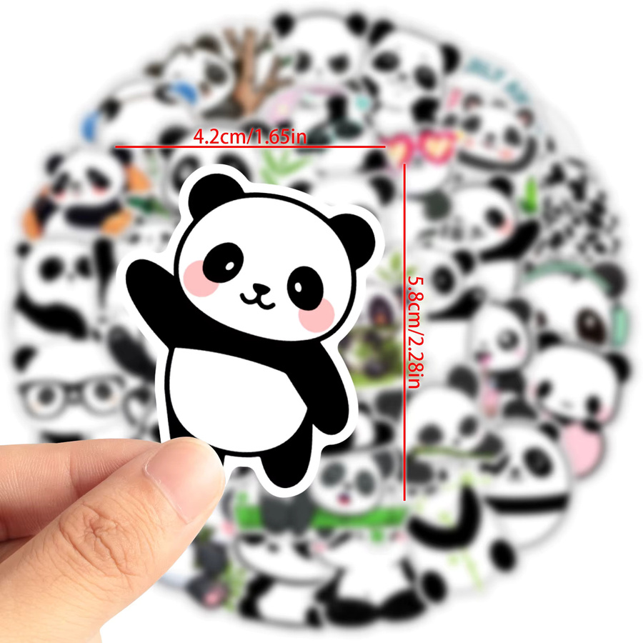 50 Stück Panda Aufkleber im Kawaii Cartoon Design, wasserfeste DIY-Sticker für Scrapbooking, Handy und Gepäck, Mehrfarbig - Bild 3