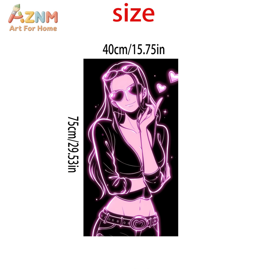 Kayou One Piece Nico Robin Pink Neon Leinwand-Wandkunst Anime-Druck ungerahmt - Bild 2