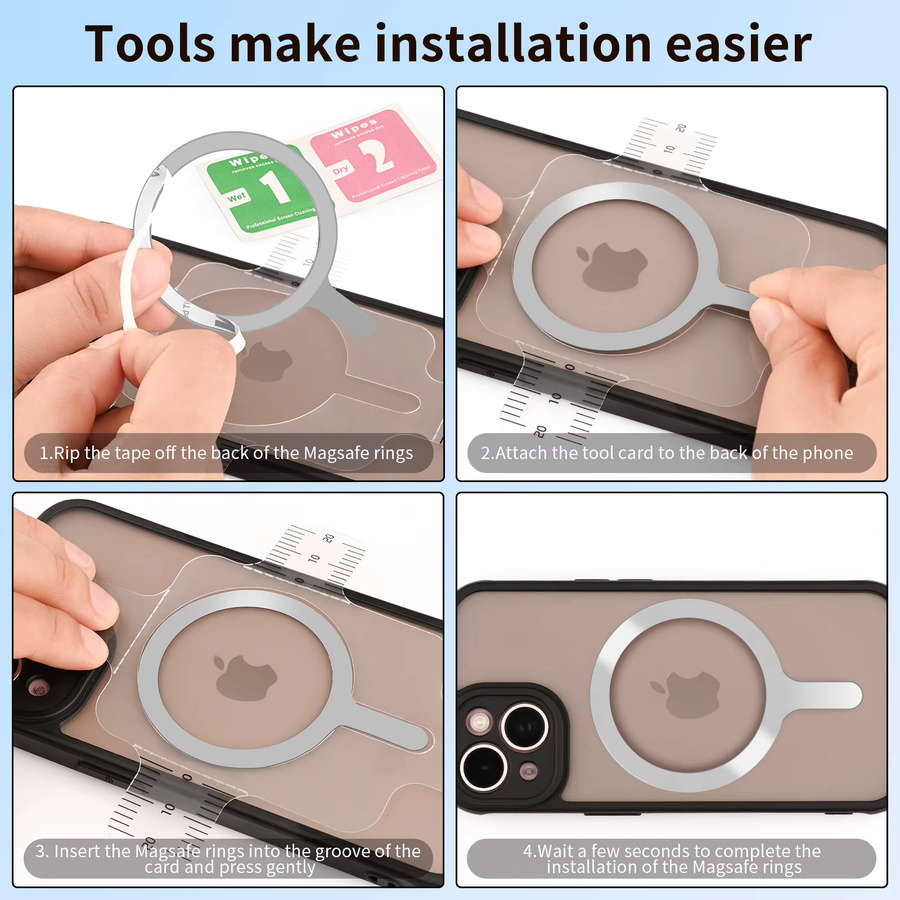 Universelle Metallplatten-Ring-Aufkleber für magnetische Auto-Handyhalterungen und MagSafe Wireless Charger, 1-4 Stück - Bild 2