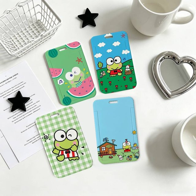 Kawaii K-Keroppi Ausweishalter mit Etui in Grün aus Kunststoff für Schule und Büro - Bild 1